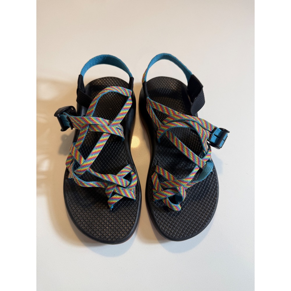 Chaco Rainbow Tie-Dye Multicolor Strappy Sport Sandals Black Size 7